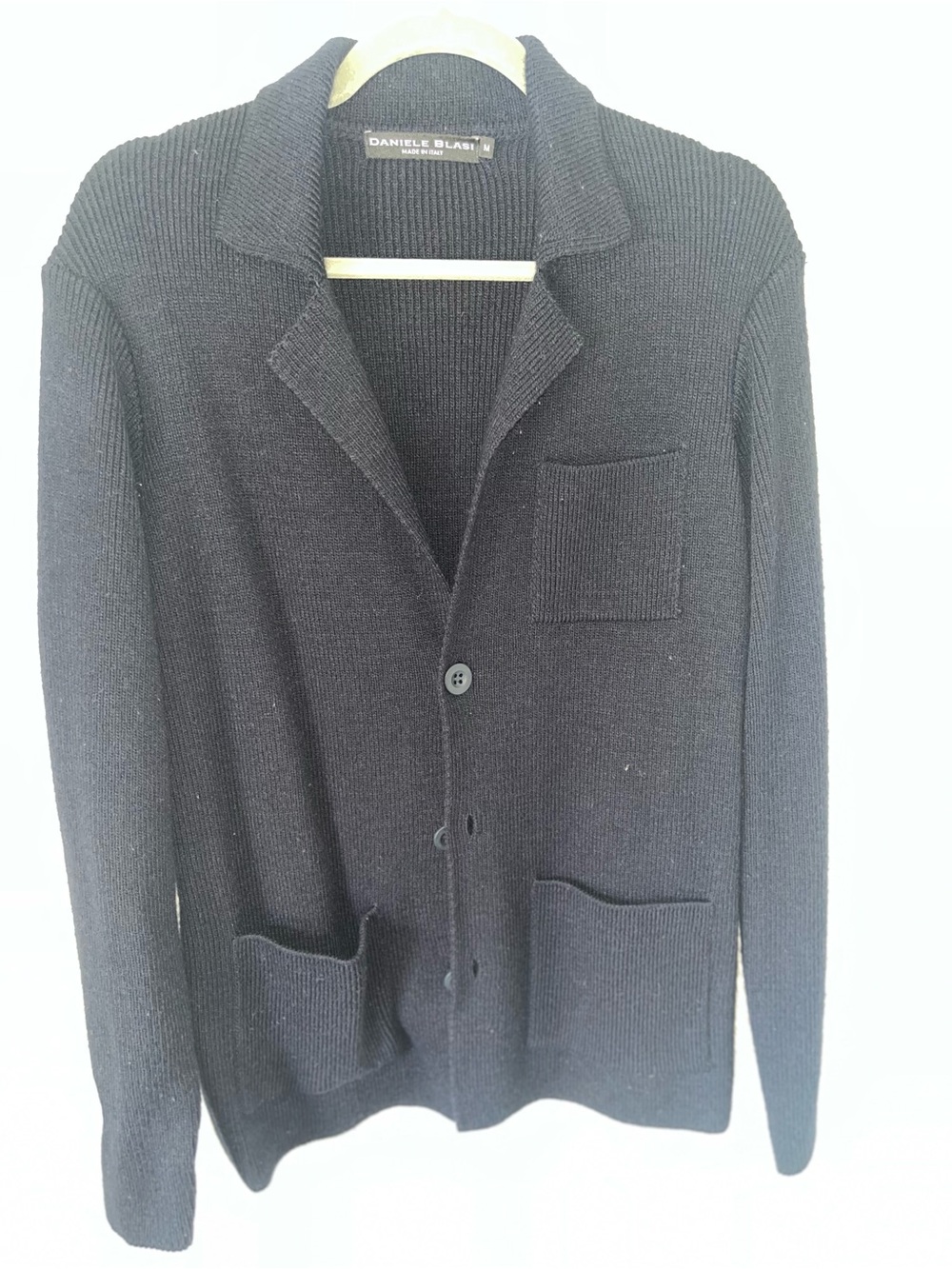 Daniele Biasi Men's Black Button-Down Knit Cardigan